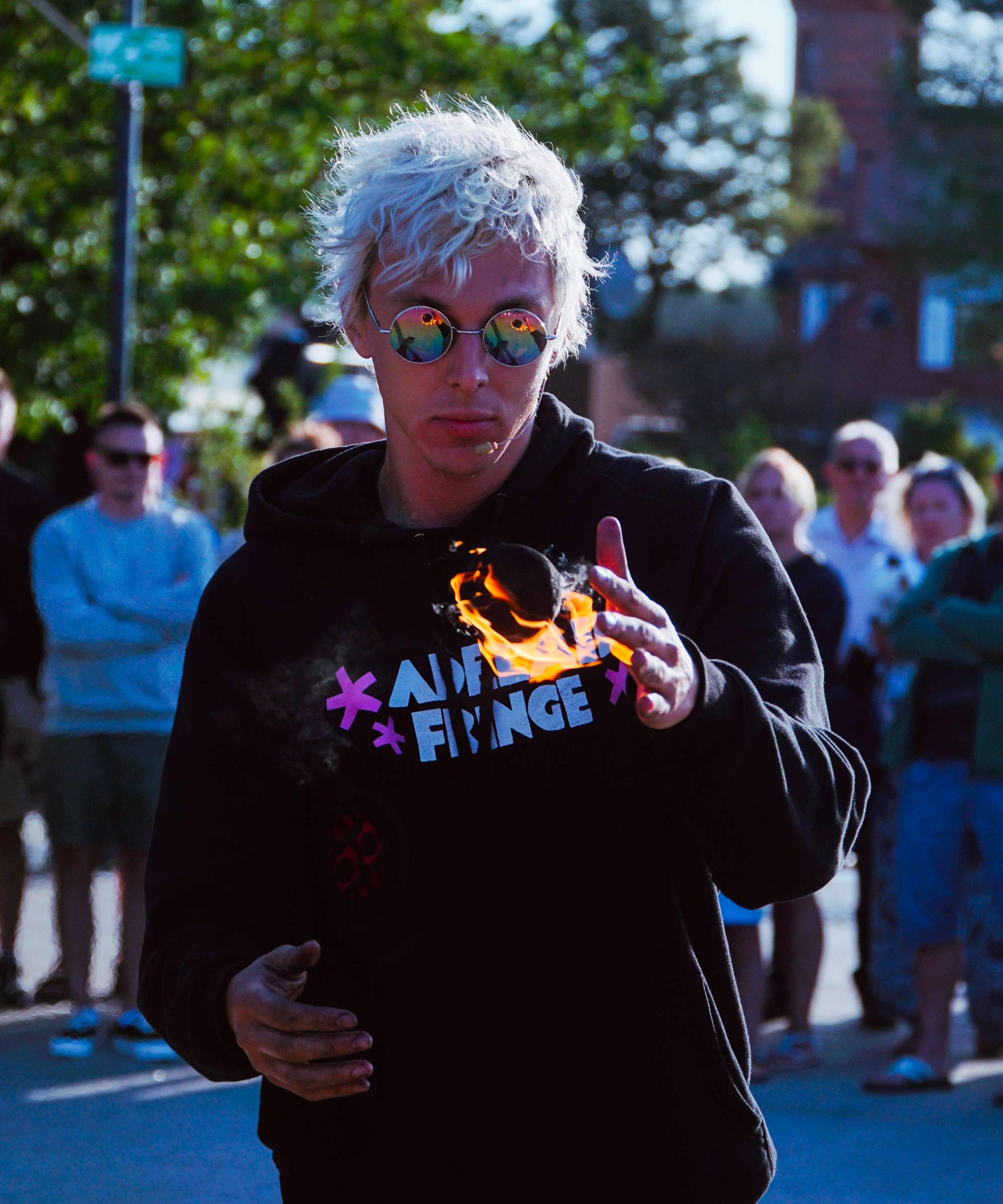 Lypski performing fire breathing