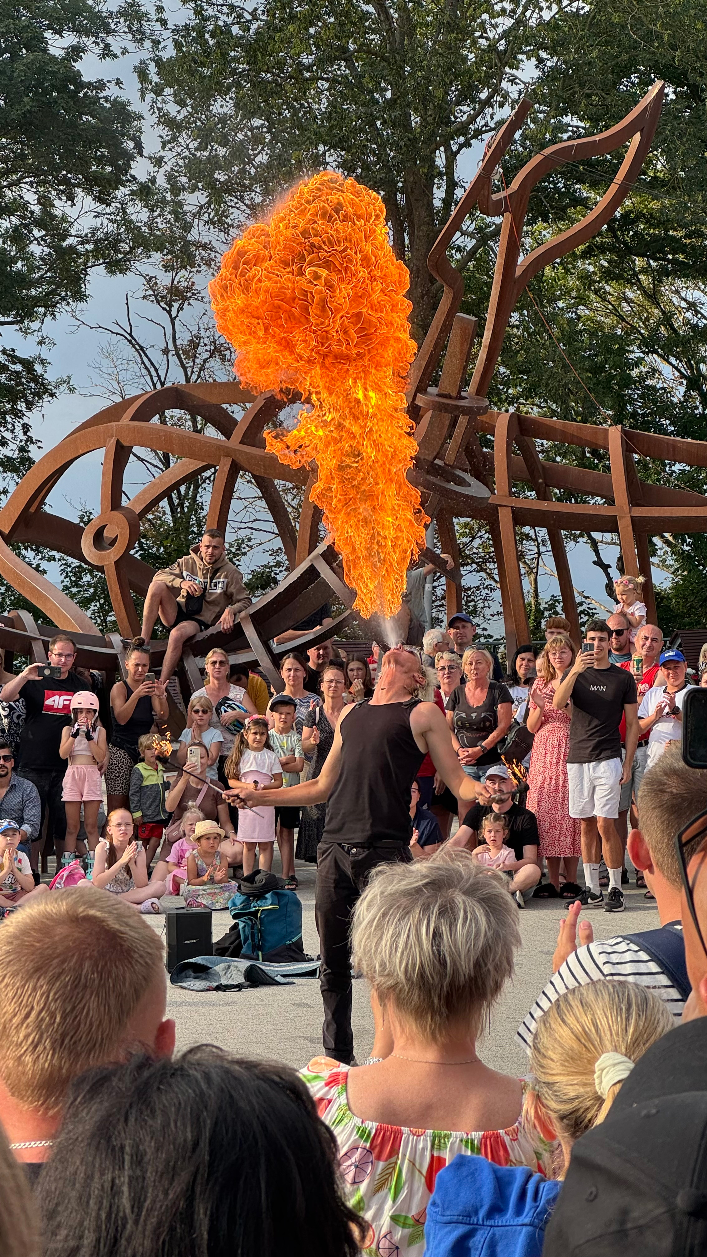 Crowd watching fire performance